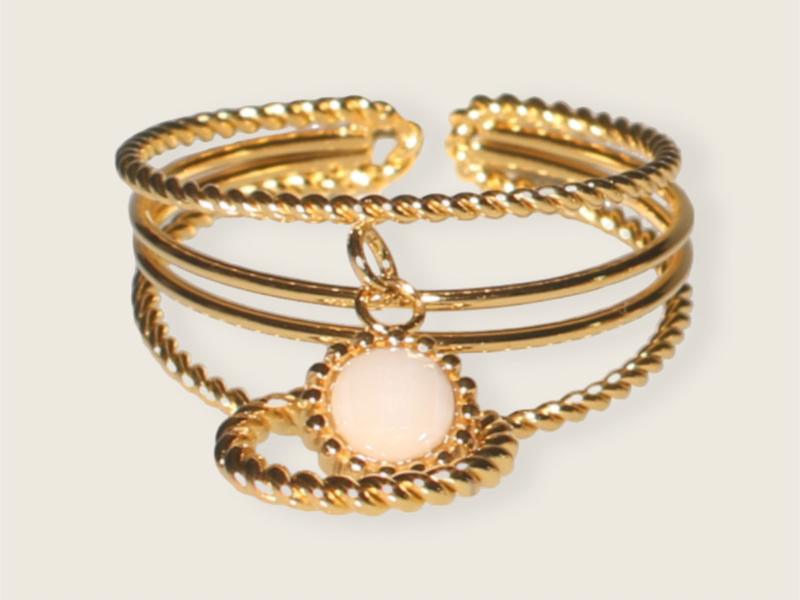 Bougie Bijou artisanale avec Bracelet en acier inoxydable gold et perles  blanches