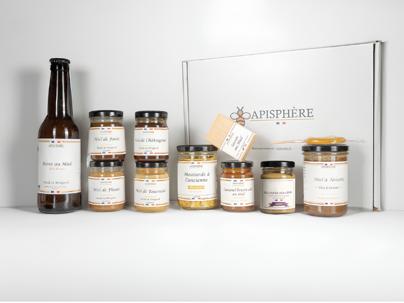 Coffret Complet aux Miels : Miels, Caramels, Savons, Vinaigre et Bières