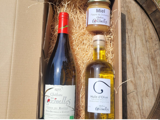 Coffret Gourmand des Coccinelles : Vin, Huile et Miel