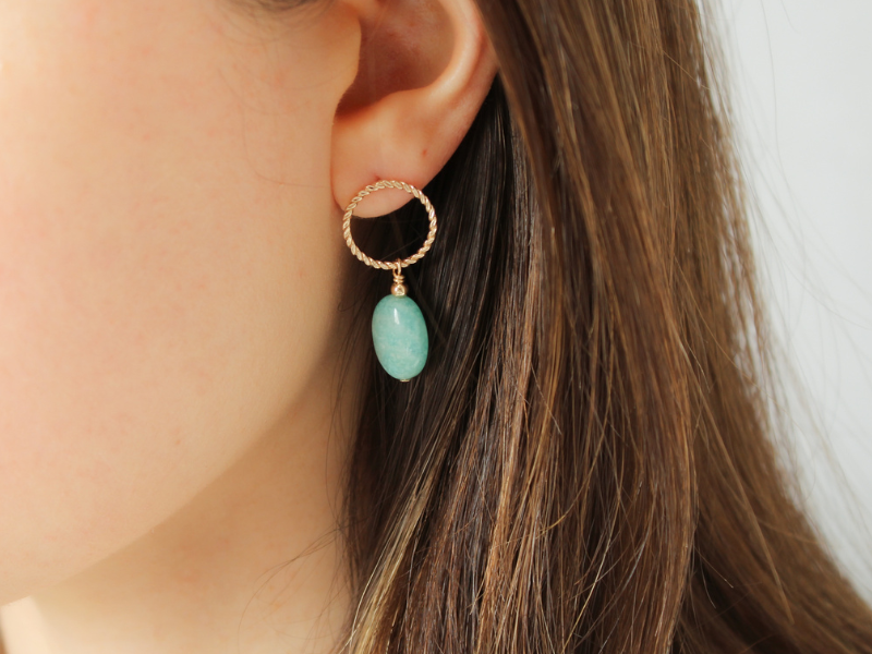 Boucles d'oreilles Pierre Amazonite